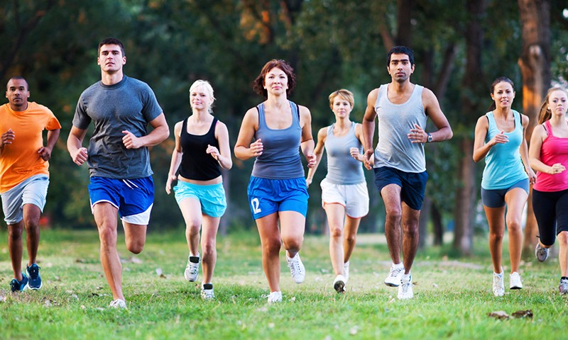 Adults jogging